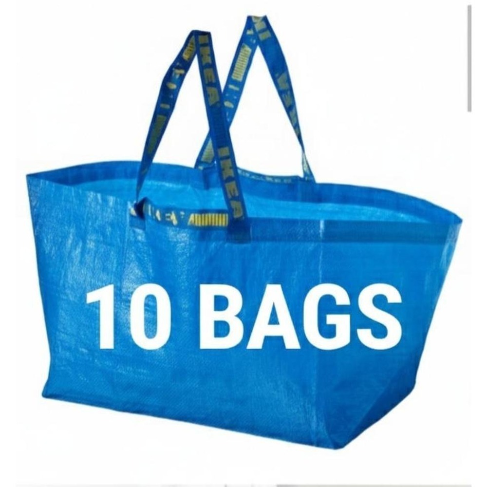 10 Pack Ikea Fratka Large 19 Gal Shopping Bag Tote Storage Carry-all Daily Use
